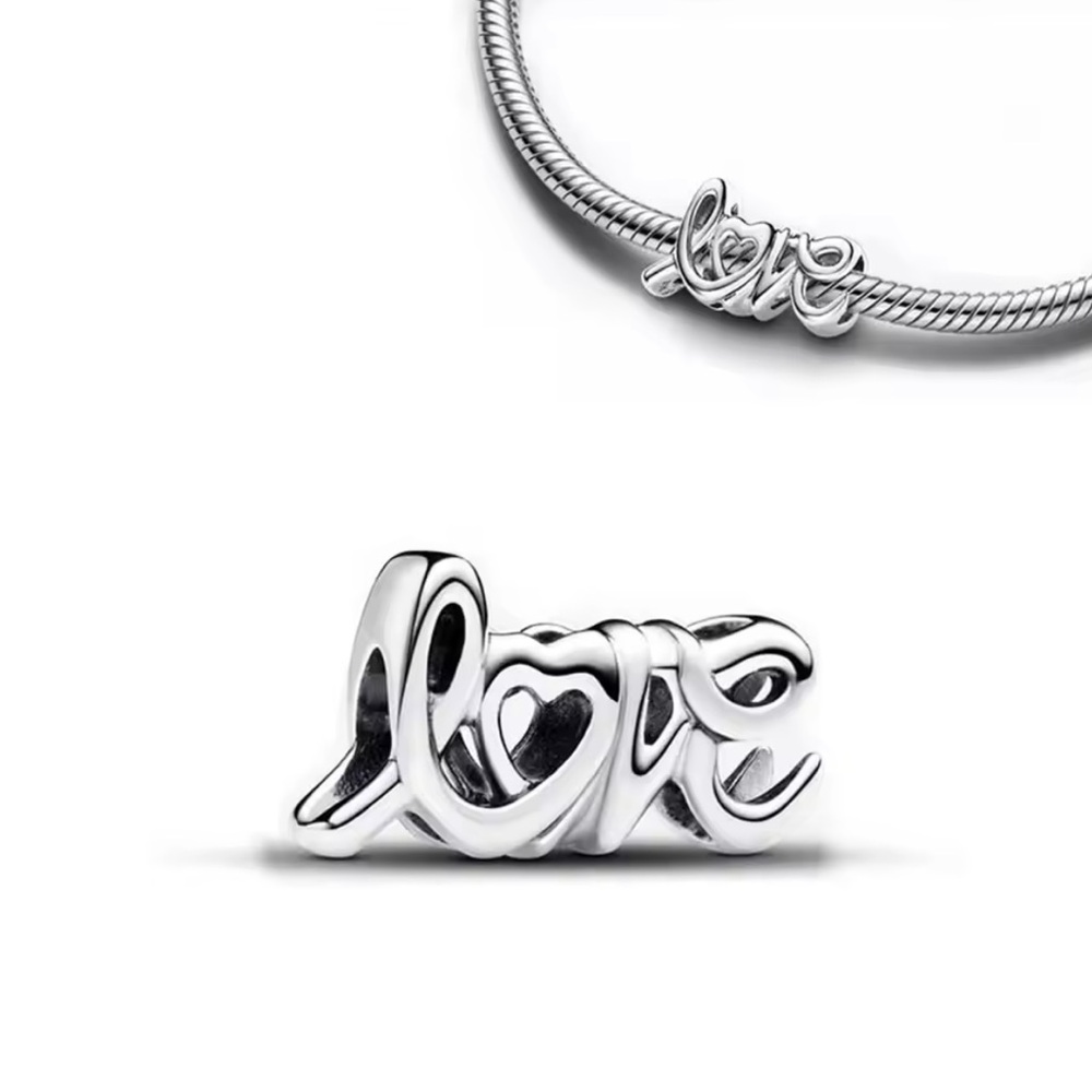 Love - 925 Sterling Silver Charm Pendant And Chain. NWT